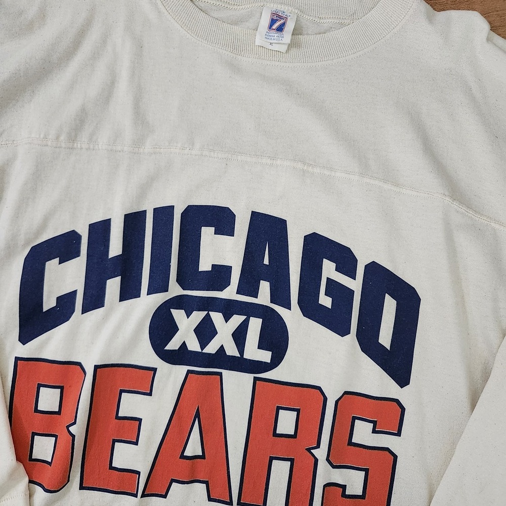 VTG Logo 7 NFL Chicago Bears Long-Sleeve 3/4 Sleeve White Size XL